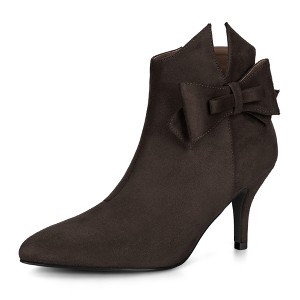 Allegra K Women's Stiletto Heel Pointed Toe Bow Ankle Boot - 1 of 4