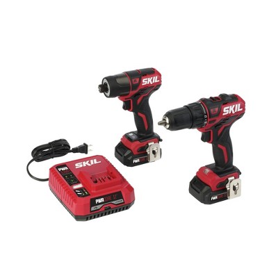 Skil CB736701 12V PWRCORE12 Brushless Lithium-Ion 1/2 in. Cordless Drill Driver and 1/4 in. Hex Impact Driver Combo Kit with PWRJUMP Charger and 2 Bat