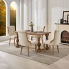 Gulches Beige Snow Velvet Mid Century Dining Chairs with Curved Wood Trim and Sculpted Legs Set of 2 - 4 of 4