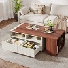 Hommoo Extendable Coffee Table with 2 Drawers Reddish Brown - 3 of 4