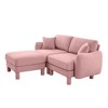 Boucle 2-Seater Loveseat L-Shaped Sectional Sofa with Shell Armrests & Ottoman - 3 of 4