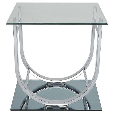 Contemporary Square Glass Top Chrome End Table