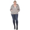 Plus Size Hooded High Pile Fleece Jacket - White Mark - 4 of 4