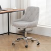 Racxily Armless Office Chair, Velvet Office Desk with Wheels, Adjustable Swivel Accent Chairs, Vanity Seat for Small Spaces - 2 of 4