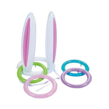 Fun Express Bunny Ears Inflate Ring Toss Toys Easter Game - 5 Pieces