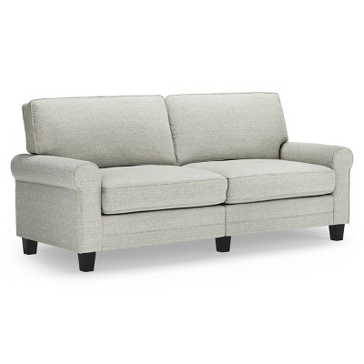 78" Pebble Gray Microfiber Rolled Arm Sofa with Removable Cushions