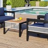 Outdoor 4 Pcs Seating Set, Patio Lounge Sets with Loveseat and Table, Patio Lounge Sets with Iron Frame and PE Cushions-Coolbibila - 2 of 4