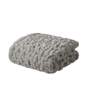Gracie Mills Ashlee Modern Solid Ruched Fur Throw Blanket - 1 of 4