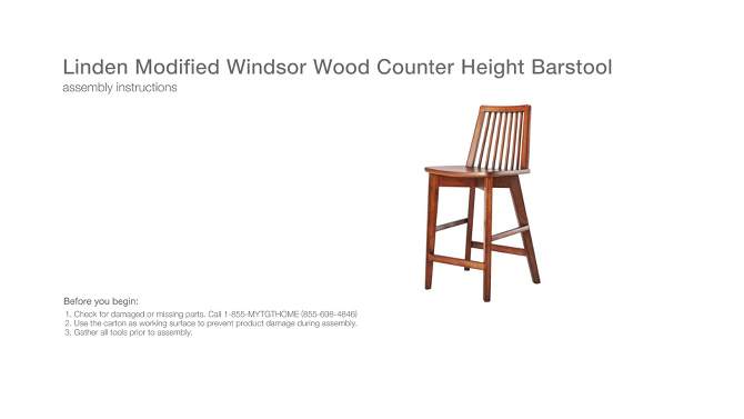 Linden Modified Windsor Wood Counter Height Barstool - Threshold™ designed with Studio McGee, 2 of 14, play video