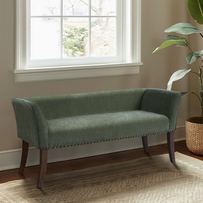 ORRD Fabric Upholstered Bench, Teal Accent Bench with Nailhead Trim for Bedroom Entryway, 400 lbs Capacity, Solid Wood Frame