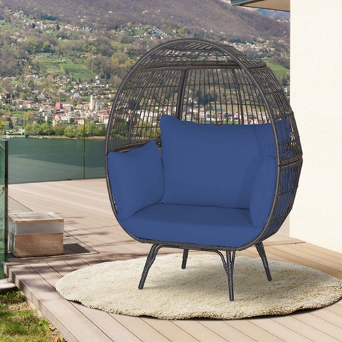 Costway Patio Oversized Rattan Wicker Egg Chair Lounge Basket 4 Cushion Indoor Outdoor Target