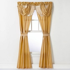Kate Aurora Satin Semi Sheer Complete 5 Piece Window in a Bag Attached Curtain Set - 1 of 4