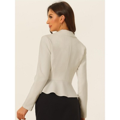 INSPIRE CHIC Women's Vintage Shawl Collar Long Sleeve Ruffle Hem Work Short Blazer X-Small Black — фото 3