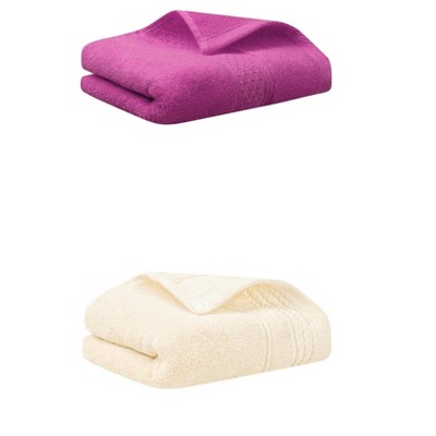 REGALWOVEN Solid Textured Absorbent Soft Decorative Hand Towel Set 13" x 30"/14" x 30" 2 Pcs