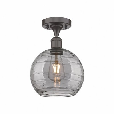 Athens Deco Swirl - 1 Light Semi-Flush Mount In Industrial Style-13 Inches Tall and 8 Inches Wide