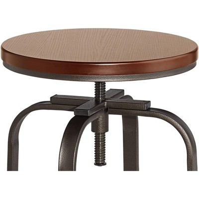 Radin Hammered Bronze 24" Swivel Bar Stool with Adjustable Dark Wood Seat