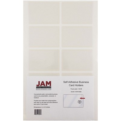 JAM Paper Self-Adhesive Business Card Holders 2 x 3 1/2 Clear 6187815065B