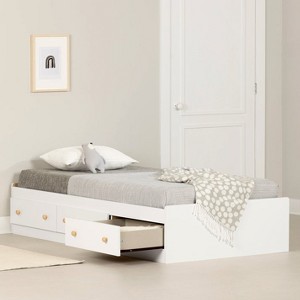 HomeStock Mate's Platform Storage Bed with 3 Drawers Pure White Summertime - 1 of 4