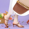 Perphy Women's Snakeskin Printed Square Toe Chain Stiletto Heels Slide Sandals - 2 of 4