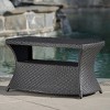 34" Wicker Outdoor Side Table with Storage Shelf and Umbrella Hole for Patio or Poolside Lounge-Cuddlewood - 3 of 4