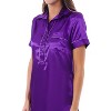 Alexander Del Rossa Women's Satin Nightgown, Boyfriend Style Short Sleeve Sleep Shirt - 3 of 3