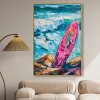 Art Remedy Pink Surfboard on the Beach Colorful Coastal Wall Art Framed - 2 of 4