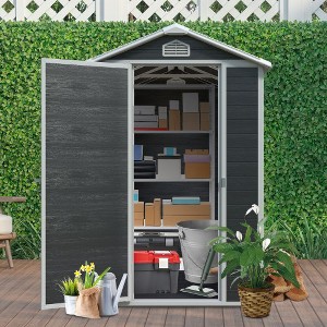4x6 Feet Resin Outdoor Storage Shed Kit, Perfect to Store Patio Furniture, Black - 1 of 4