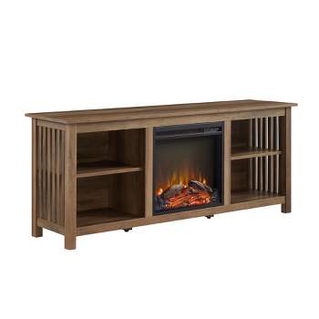 Mission Grooved Electric Fireplace TV Stand for TVs up to 80" - Saracina Home