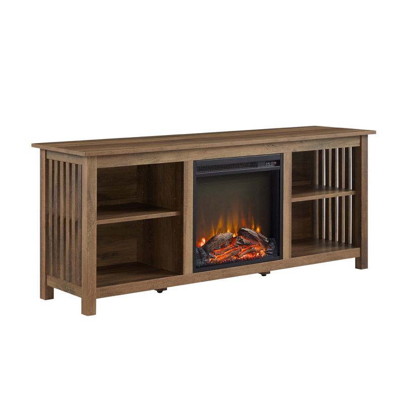 Mission Grooved Electric Fireplace TV Stand for TVs up to 80" - Saracina Home, 1 of 11