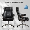 Kumasinova Office Chair with Flip-Up Arms,Executive Office Chair with Adjustable Lumbar Support,Ergonomic Leather Chair for Home Office,Black - 2 of 4