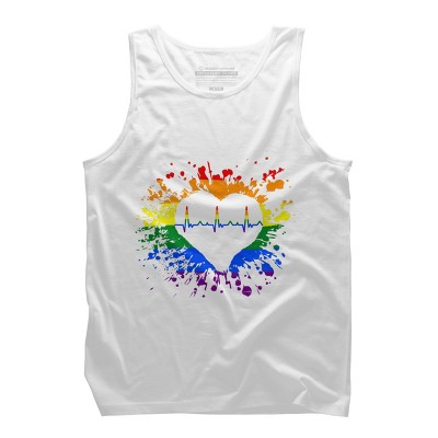 Adult Design By Humans Pride Heartbeat EKG Splatter By LegatoTendo Tank Top
