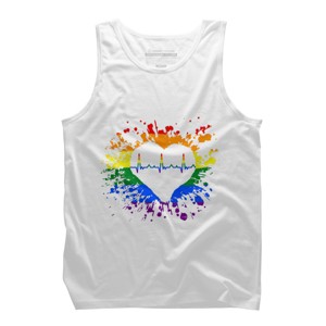 Adult Design By Humans Pride Heartbeat EKG Splatter By LegatoTendo Tank Top - 1 of 2