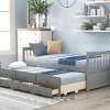 Twin Size Bed with Trundle and Storage Drawers, Wood Platform Bed for Bedroom or Guest Room-Baofuwish - 2 of 4
