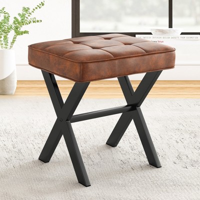 Arceso Ottoman Foot Stool Vanity Stool, Square X-Leg Foot Rest Ottoman Makeup Stool, Small Stool Chair for Vanity,for Makeup Room, Living Room