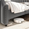 Velvet King Bed Frame - 50.2" Upholstered Headboard & Footboard, Nailhead Trim, No Box Spring, Noise-Free, Wood Slats - 4 of 4