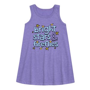 Girls' - Instant Message - Bright Stars And Fireflies Graphic Sleeveless Aline Dress - 1 of 4