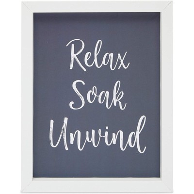 Farmlyn Creek Framed Bathroom Sign for Wall Decor, Relax Soak Unwind (8 x 10 In)