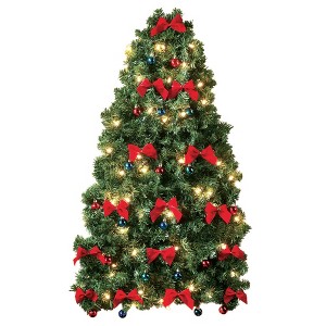 Collections Etc Lighted Christmas Wall Tree with Bows - 1 of 4