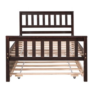 VYNXARIA Black Color Pine  Frame Twin Platform Bed with Wheels, Headboard, Footboard - 1 of 4