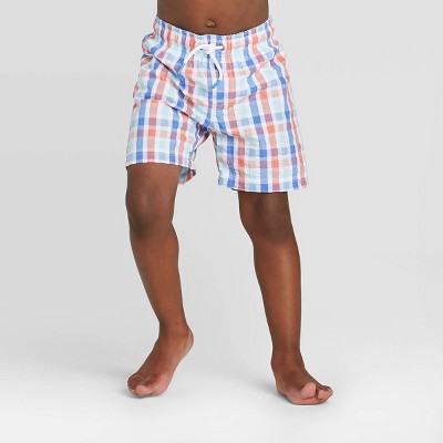 plaid swim trunks