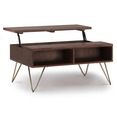 Moreno Small Lift Top Coffee Table Umber Brown and Gold - WyndenHall