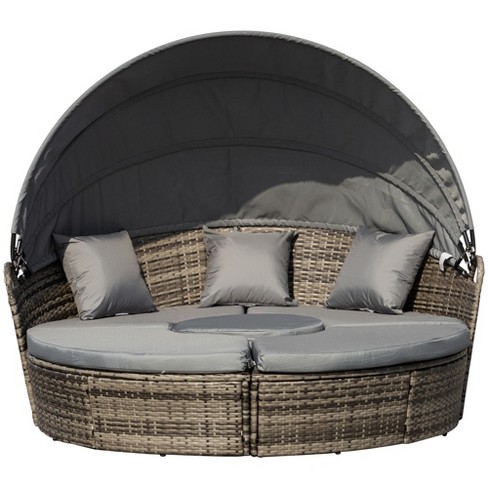 Round best sale rattan sofa