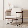 Beautyolove Mid-Century Dark Brown Faux Lambskin Upholstered Accent Chair Armchair - 2 of 4