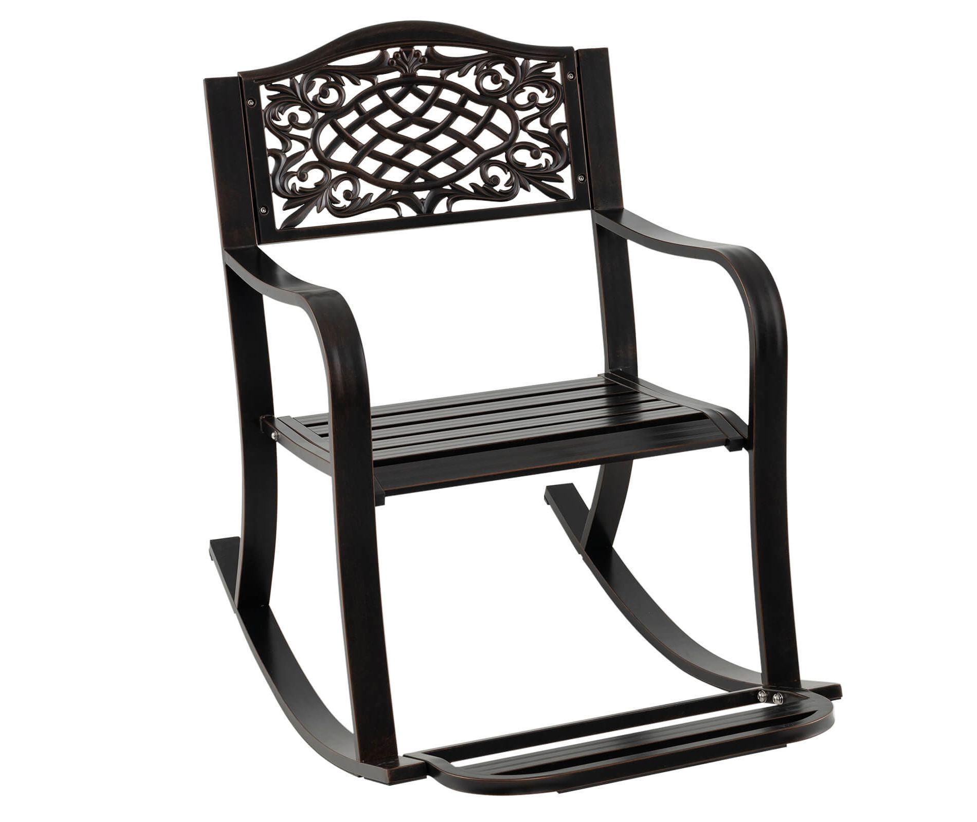 Costway 1 PCS Patio Rocking Chair Outdoor Cast Aluminum Rocker with Footrest & Backrest