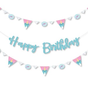 Big Dot of Happiness Narwhal Girl - Under The Sea Birthday Party Letter Banner Decoration - 36 Banner Cutouts and Happy Birthday Banner Letters - 1 of 4