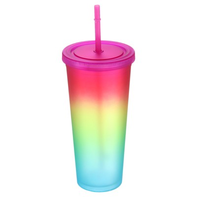 Unique Bargains Insulated Double Wall Tumbler with Lid and Straw