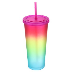 Unique Bargains Insulated Double Wall Tumbler with Lid and Straw - 1 of 4