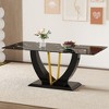 GDFStudio Breaden Modern 71"W Tempered Glass and Wood Dining Table with Crescent Base - 2 of 4