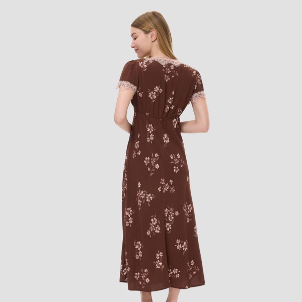 Vestido midi con mangas cortas y encaje para mujer - A New Day™ 2
