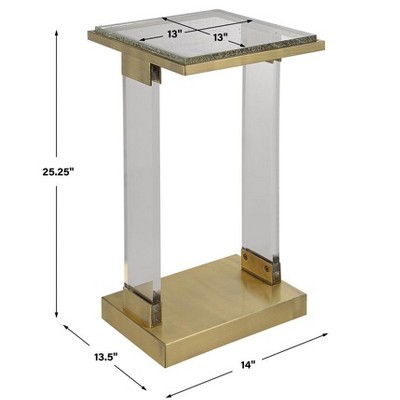 Gold and Clear Glass Square Accent Table